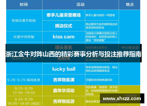 浙江金牛对阵山西的精彩赛事分析与投注推荐指南